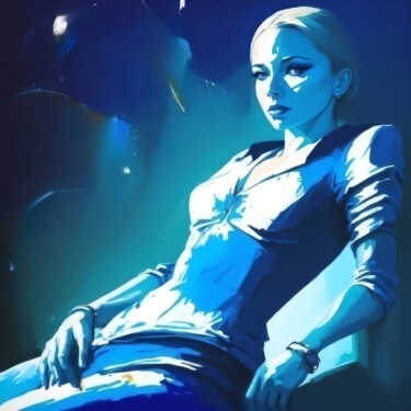 Digital Arts titled "Blue Reverie" by Aleksa Soul, Original Artwork, Digital Painting