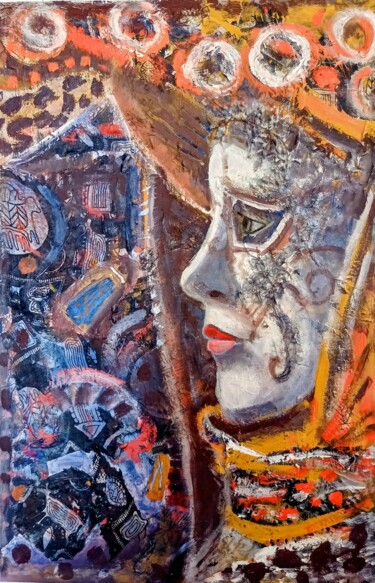 Коллажи под названием "Profile of the othe…" - Nalini Shanthi Cook, Подлинное произведение искусства, Акрил