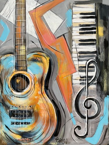 "Music" başlıklı Tablo Mona Berga tarafından, Orijinal sanat, Petrol Ahşap Sedye çerçevesi üzerine monte edilmiş