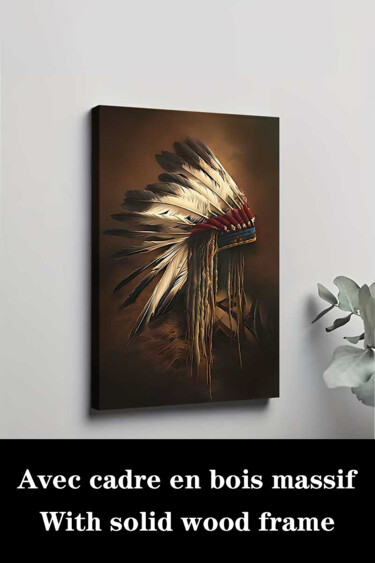 "Vintage Native Amer…" başlıklı Baskıresim 江华 梁 tarafından, Orijinal sanat, Mürekkep püskürtmeli Ahşap Sedye çerçevesi üzeri…