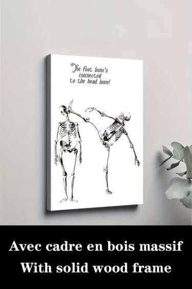 Printmaking titled "Humorous Skeleton A…" by Jiang Hua Liang, Original Artwork, Inkjet Mounted on Wood Stretcher frame