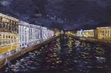 绘画 标题为“Fontanka River” 由Vladimir Lebedev, 原创艺术品, 油 安装在纸板上