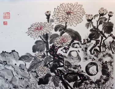 "Хризантема и камень…" başlıklı Tablo Tatiana Gorodilina (Tanjia) tarafından, Orijinal sanat, Mürekkep