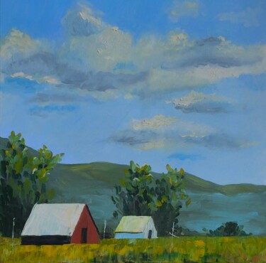 Картина под названием "Долина и облака\Val…" - Екатерина Криштфович, Подлинное произведение искусства, Масло