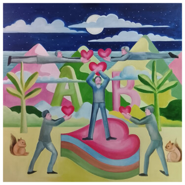 Malerei mit dem Titel "Breath of Graphic -…" von Balucharan Us, Original-Kunstwerk, Öl