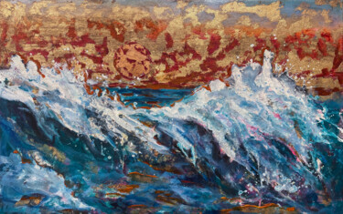 Painting titled "Golden Sunset in GO…" by Sasha Tovstik, Original Artwork, Acrylic Mounted on Wood Stretcher frame