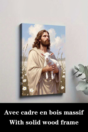 Printmaking titled "And Lamb Religious…" by Jiang Hua Liang, Original Artwork, Inkjet Mounted on Wood Stretcher frame