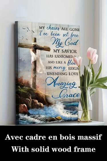 Printmaking titled "Wall Art "My Chains…" by Jiang Hua Liang, Original Artwork, Inkjet Mounted on Wood Stretcher frame