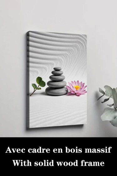 Printmaking titled "Zen Garden Meditati…" by Jiang Hua Liang, Original Artwork, Inkjet Mounted on Wood Stretcher frame