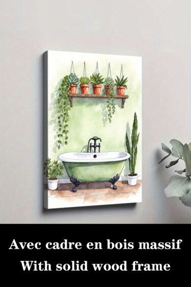 Printmaking titled "Cottage Garden Wall…" by Jiang Hua Liang, Original Artwork, Inkjet Mounted on Wood Stretcher frame