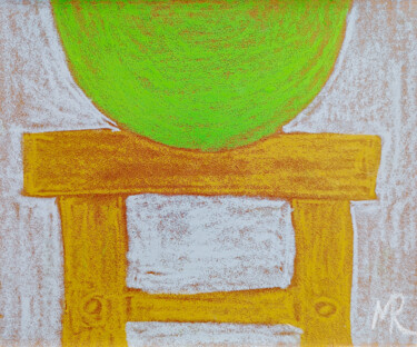 Zeichnungen mit dem Titel "Stool Happiness" von Mava Ra, Original-Kunstwerk, Pastell