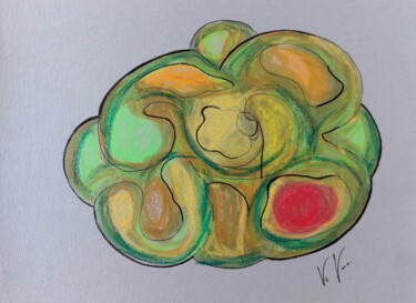 Desenho intitulada "Boule d'Amour" por Orlane Grelet, Obras de arte originais, Giz