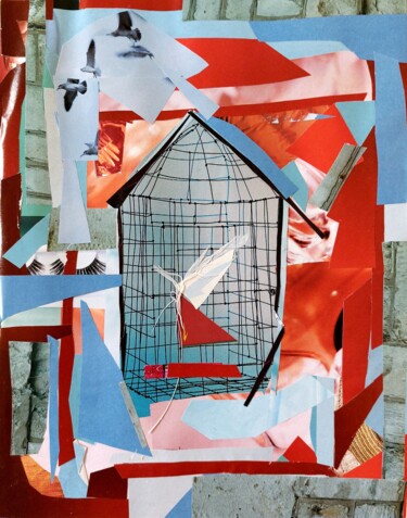 Коллажи под названием "Cage Ouverte" - Orlane Grelet, Подлинное произведение искусства, Коллажи