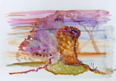 Σχέδιο με τίτλο "Sous les Arbres" από Orlane Grelet, Αυθεντικά έργα τέχνης, Ακουαρέλα