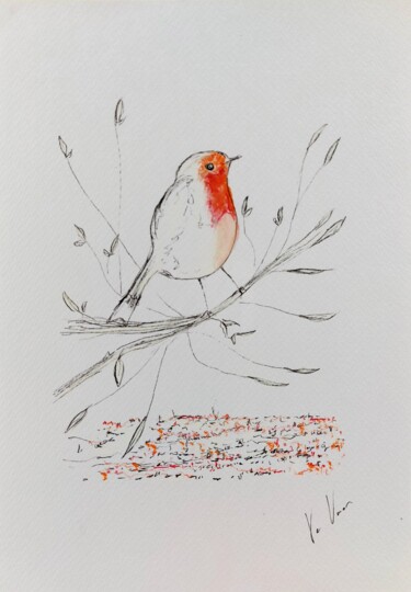 图画 标题为“Rouge-Gorge” 由Orlane Grelet, 原创艺术品, 粉笔