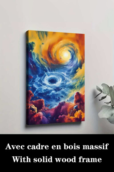 Printmaking titled "Galactic Vortex Wal…" by Jiang Hua Liang, Original Artwork, Inkjet Mounted on Wood Stretcher frame