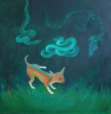 "My fears appear at…" başlıklı Tablo Ksenia June tarafından, Orijinal sanat, Petrol Ahşap Sedye çerçevesi üzerine monte edil…