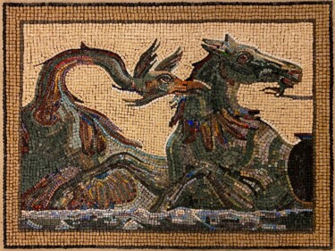 "“Hippocampus and Ti…" başlıklı Heykel Mislina Malkoç tarafından, Orijinal sanat, Mozaik Taş üzerine monte edilmiş