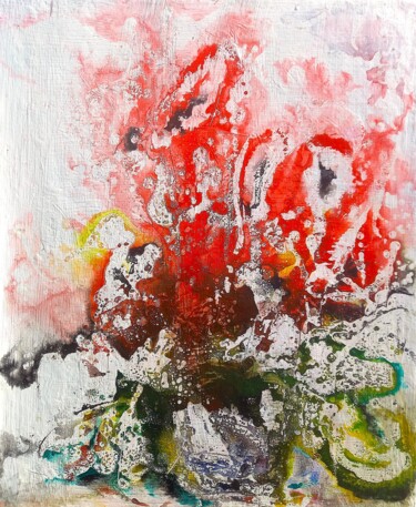 绘画 标题为“Roses on fire” 由Anton Rakun, 原创艺术品, 丙烯 安装在木质担架架上