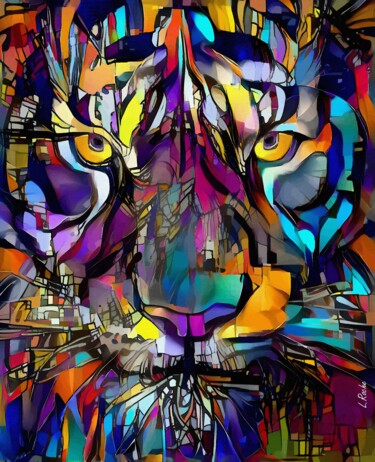 Peinture intitulée "Tiger Colorin" par L.Roche, Œuvre d'art originale, Acrylique Monté sur Autre panneau rigide