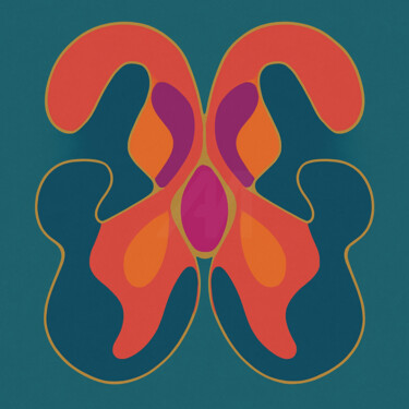 Arts numériques intitulée "Symétrie Incandesce…" par Yahya Ahssaini, Œuvre d'art originale, Peinture numérique