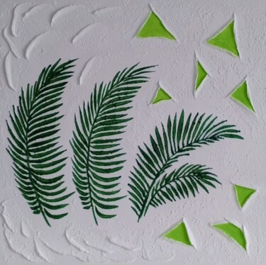 Painting titled "Textured Palm Leaf…" by Lyubov Ivanischeva, Original Artwork, Acrylic