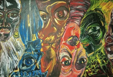 Painting titled "Presenza" by Manuela Cesarini, Original Artwork, Acrylic Mounted on Wood Stretcher frame