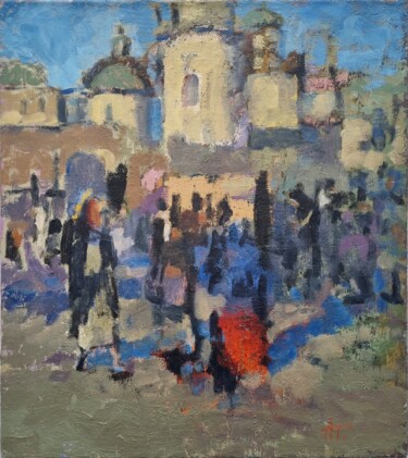 Картина под названием "Воскресный день" - Анатолий Гончаренко, Подлинное произведение искусства, Масло Установлен на Деревян…