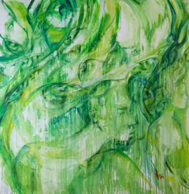 Painting titled "Abstract portrait g…" by Alesha Chi, Original Artwork, Acrylic