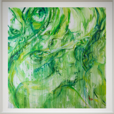 Printmaking titled "Abstract portrait g…" by Alesha Chi, Original Artwork, Acrylic