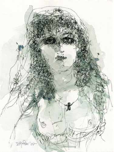 Рисунок под названием "Shadow 8" - Subhashis Ghosh, Подлинное произведение искусства, Чернила Установлен на картон