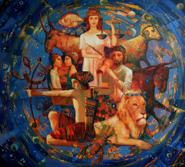 Картина под названием "Signs of the Zodiac" - Anatoly Tarabanov, Подлинное произведение искусства, Масло Установлен на Дерев…