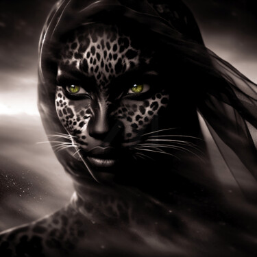 "L’Âme du Léopard" başlıklı Dijital Sanat Jcdeseyssel tarafından, Orijinal sanat, AI tarafından oluşturulan görüntü