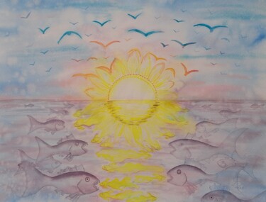 "Awakening of the day" başlıklı Tablo Yana Bila tarafından, Orijinal sanat, Suluboya