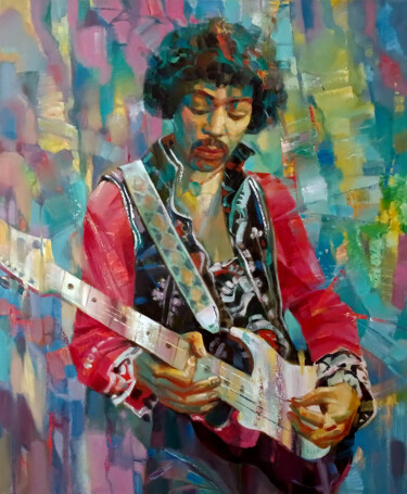 Картина под названием "Jimi Hendrix" - Anatoly Tarabanov, Подлинное произведение искусства, Масло Установлен на Деревянная р…