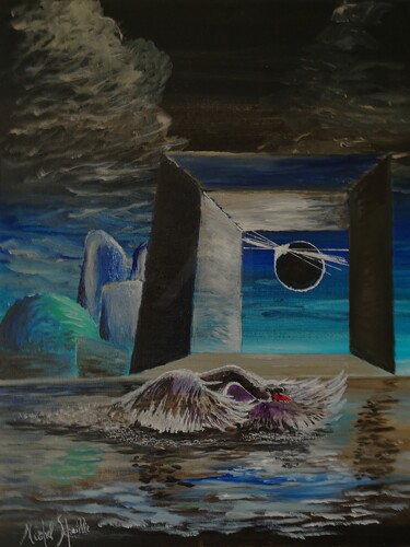 "La Défense des Cygn…" başlıklı Tablo Michel Schaillée tarafından, Orijinal sanat, Petrol Ahşap Sedye çerçevesi üzerine mont…