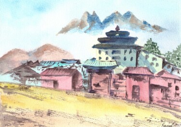 "Monastery in Tibet" başlıklı Tablo Olha Yevtukhova tarafından, Orijinal sanat, Suluboya