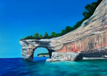 Картина под названием "The Rock original p…" - Alina Timoshenko, Подлинное произведение искусства, Масло Установлен на Дерев…