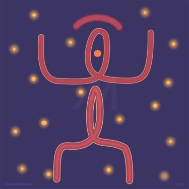 Digitale Kunst mit dem Titel "noche azul vi-gital…" von Ojolo, Original-Kunstwerk, Digitale Malerei