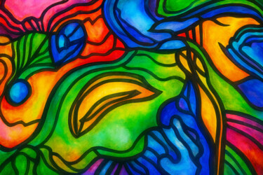 Картина под названием "Wewnętrzne Wiry Świ…" - Anna Grochowska, Подлинное произведение искусства, Акрил