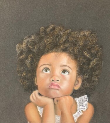 Peinture intitulée "Penseuse" par Nathalie Brousse, Œuvre d'art originale, Pastel Monté sur Verre