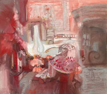 Drawing titled "Velvet Pink Beige P…" by Elena Sumarokova, Original Artwork, Pastel Mounted on Other rigid panel