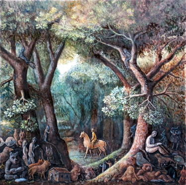 "Reader in the woods" başlıklı Tablo Paolo Floriano Beneforti tarafından, Orijinal sanat, Petrol Ahşap Sedye çerçevesi üzeri…