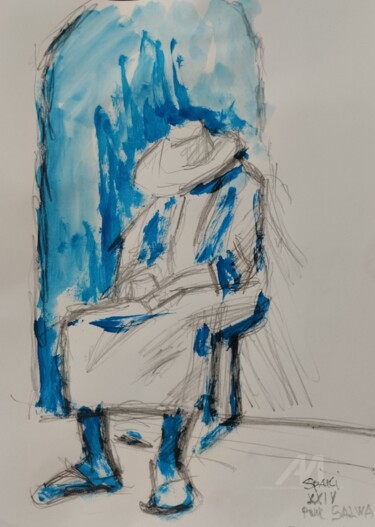 "Paysan tunisien" başlıklı Tablo Slobodan Spasojevic (Spaki) tarafından, Orijinal sanat, Pastel