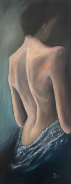 "Nudo di schiena" başlıklı Tablo Tiziana Zini tarafından, Orijinal sanat, Petrol Ahşap Sedye çerçevesi üzerine monte edilmiş