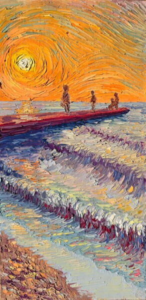 Painting titled "Bright morning of t…" by Sergei Gontarovskii (Serhii Hontarovskyi), Original Artwork, Oil Mounted on Wood S…