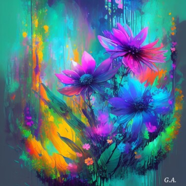 数字艺术 标题为“Symphonie Florale -…” 由Gaboriau Gérald, 原创艺术品, 数字油画