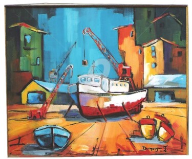 Peinture intitulée "Réparations dans le…" par Jacky Dumergue, Œuvre d'art originale, Huile