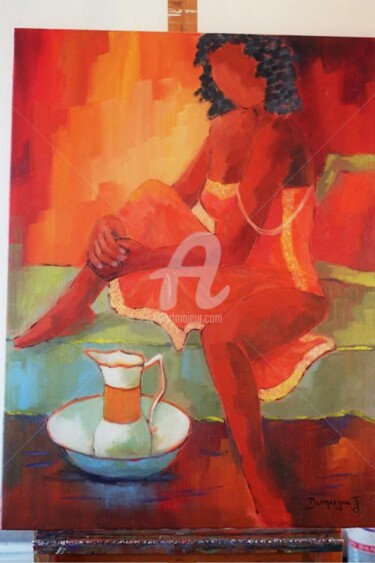 Peinture intitulée "Réunionaise à la to…" par Jacky Dumergue, Œuvre d'art originale, Huile