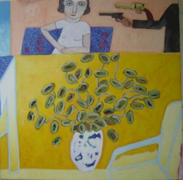 Painting titled "self portrait:death…" by Jo Schofield, Original Artwork